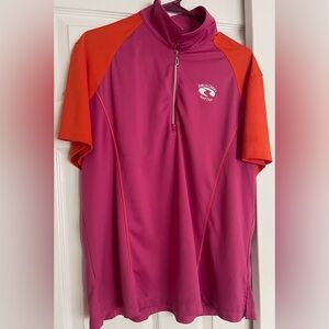 Women’s Golf Shirt Pink Orange Half Zip Size XXL Birch Creek Club Dry Swing